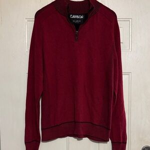 Carbon Men's Burgundy Zip-Up‎ Sweater